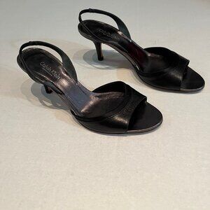 Calvin Klein Size 37 Black Leather Sandal with Leather Sole. Made in Italy